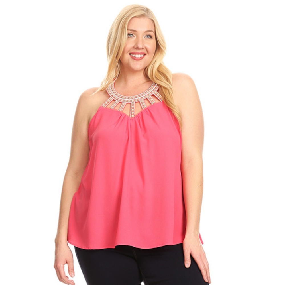 Libian Plus Size Sleeveless Round Neck Tunic Top